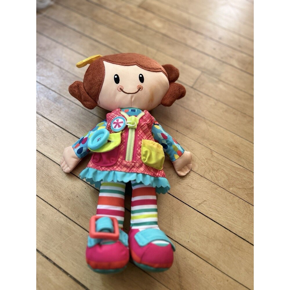 Playskool DRESSY KIDS 14in Girl Cloth Doll Button Zip Buckle Fasten Tie 2014